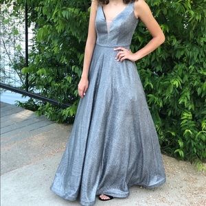 Sparkly Silver Full Length Prom Dress